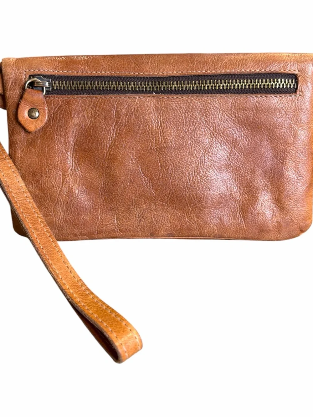 Bed Stu Leather Cadence Clutch Wallet Wristlet Crossbody - Rustic Tan